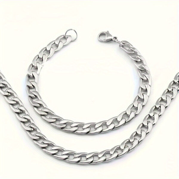 2pcs/ set Stainless Steel Men's Necklace And Bangle Set - Image 4