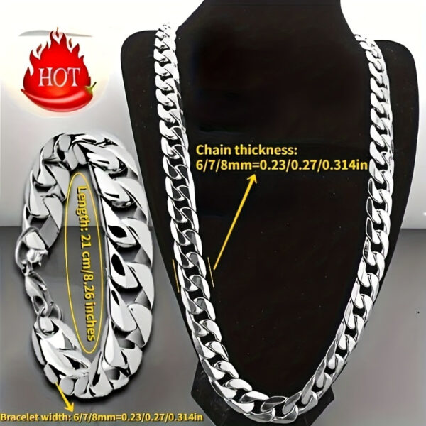 2pcs/ set Stainless Steel Men's Necklace And Bangle Set - Image 2